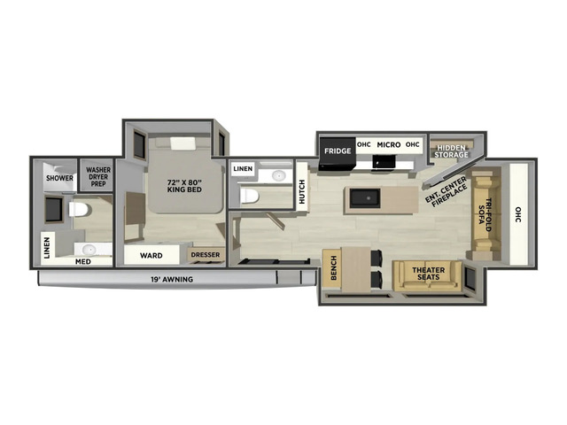 Sierra Destination Park Trailer Model 389HBFL by Forest River Floorplan