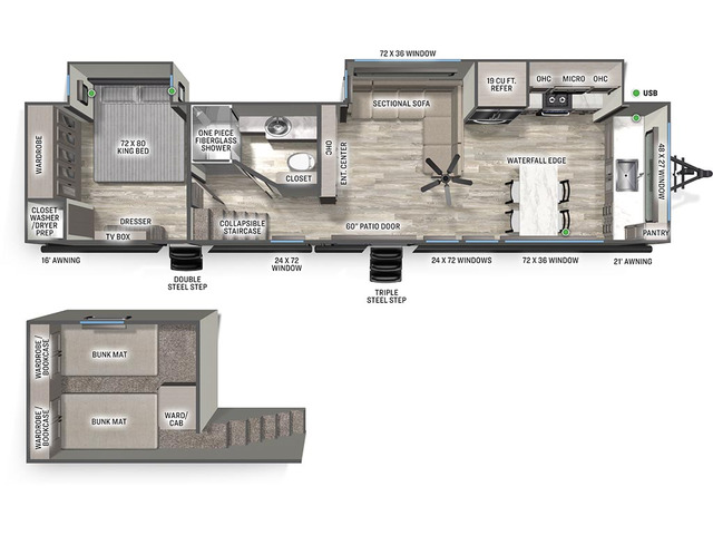 Sierra Destination Park Trailer Model 422FKL by Forest River Floorplan