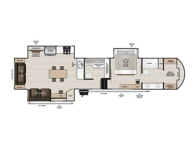 Hemisphere Fifth Wheel Model 380WDR by Forest River Floorplan