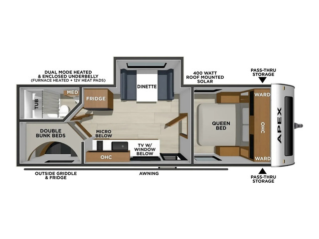 Apex Nano Travel Trailer Model 228BHS by Coachmen Floorplan