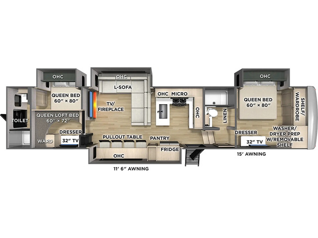 Columbus Fifth Wheel Model 377DS by Palomino Floorplan