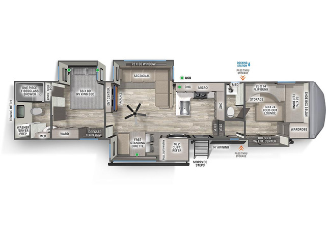 Sierra Fifth Wheel Model 3710HBFB by Forest River Floorplan