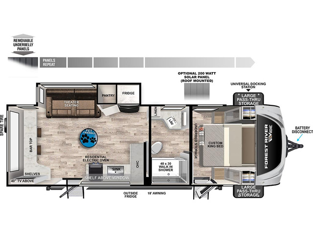 Vibe Extreme Lite Travel Trailer Model 2400RB by Forest River Floorplan