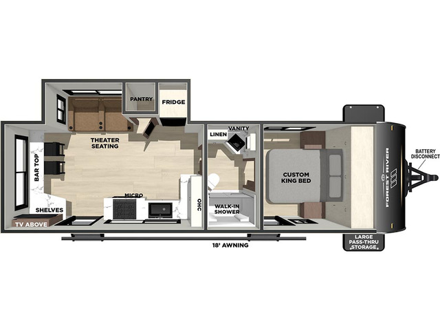 Vibe Extreme Lite Travel Trailer Model 2400RB by Forest River Floorplan