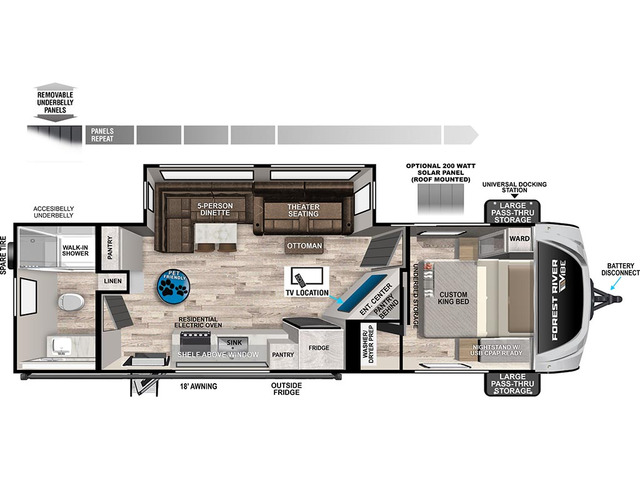 Vibe Extreme Lite Travel Trailer Model 2600RB by Forest River Floorplan