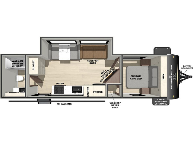 Vibe Extreme Lite Travel Trailer Model 2600RB by Forest River Floorplan