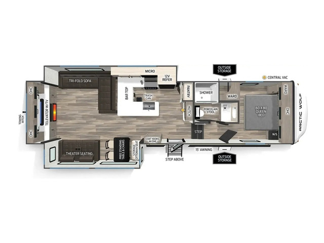 Arctic Wolf Fifth Wheel Model 289PANO by Forest River Floorplan