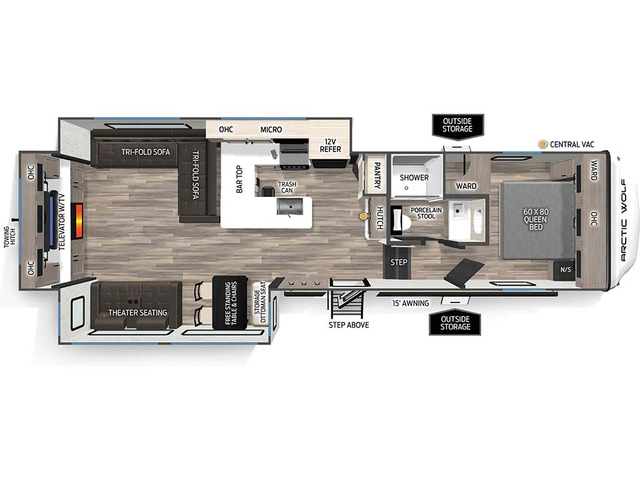 Arctic Wolf Fifth Wheel Model 289PANO by Forest River Floorplan