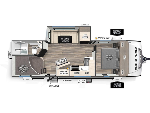 Alpha Wolf Travel Trailer Model 24TRUNK by Forest River Floorplan