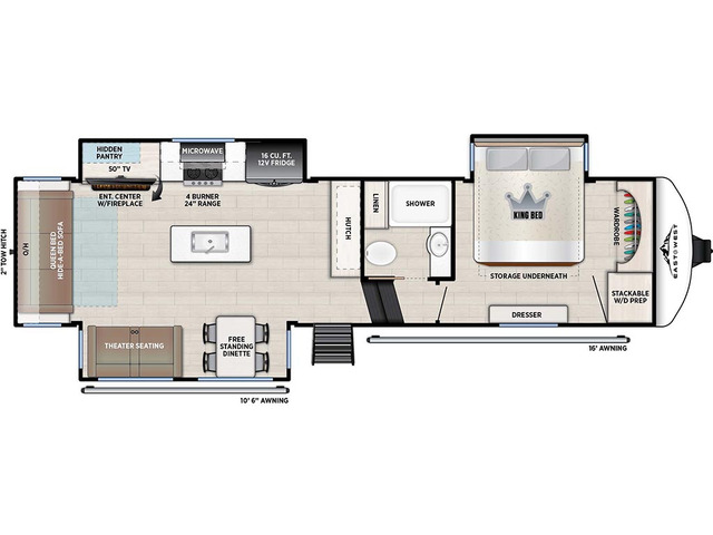 Tandara Fifth Wheel Model 295RL by East to West Floorplan