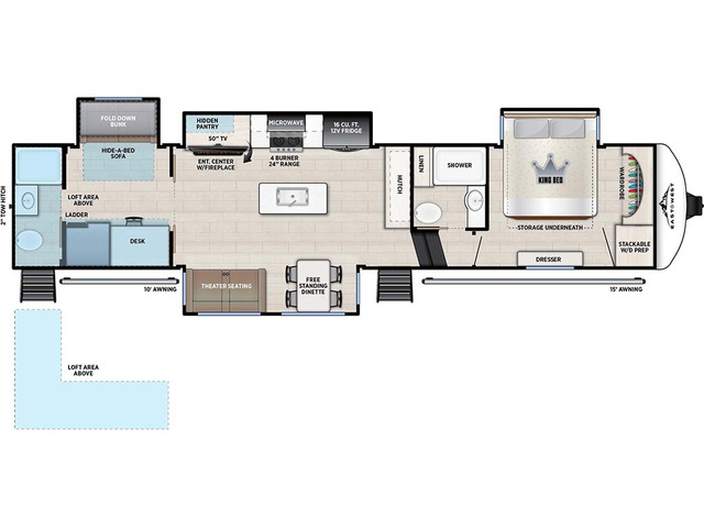 Tandara Fifth Wheel Model 387BH by East to West Floorplan