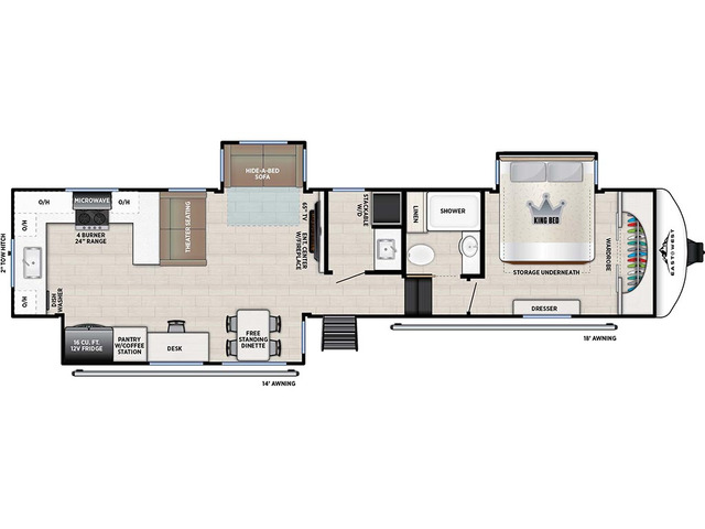 Tandara Fifth Wheel Model 388LR by East to West Floorplan