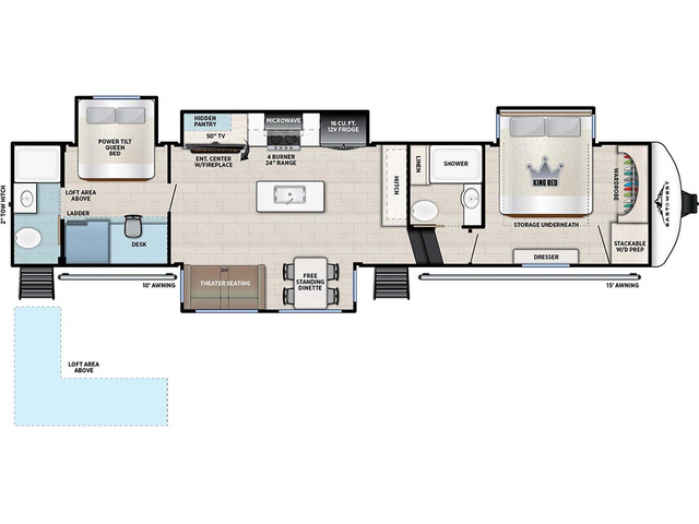 Tandara Fifth Wheel Model 389DS by East to West Floorplan