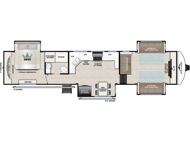 Tandara Fifth Wheel Model 390FL by East to West Floorplan