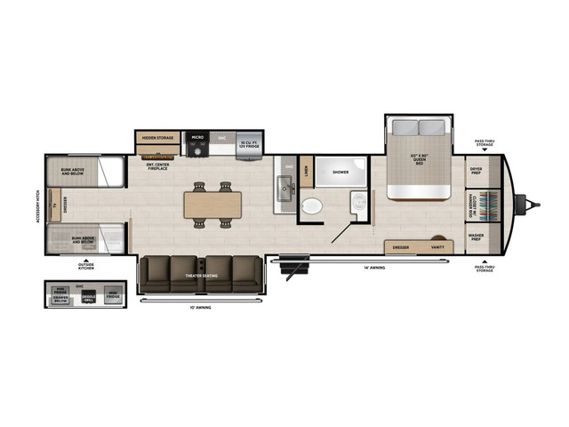 Hemisphere Travel Trailer Model 301FAM by Forest River Floorplan