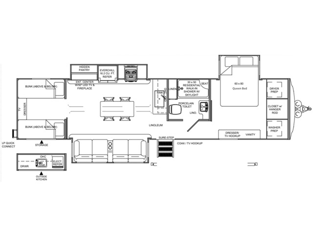 Hemisphere Travel Trailer Model 301FAM by Forest River Floorplan