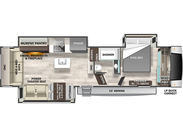 Cedar Creek Fifth Wheel Model 29RL by Forest River Floorplan