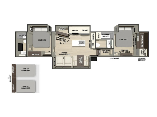 Cedar Creek Fifth Wheel Model 380DB by Forest River Floorplan