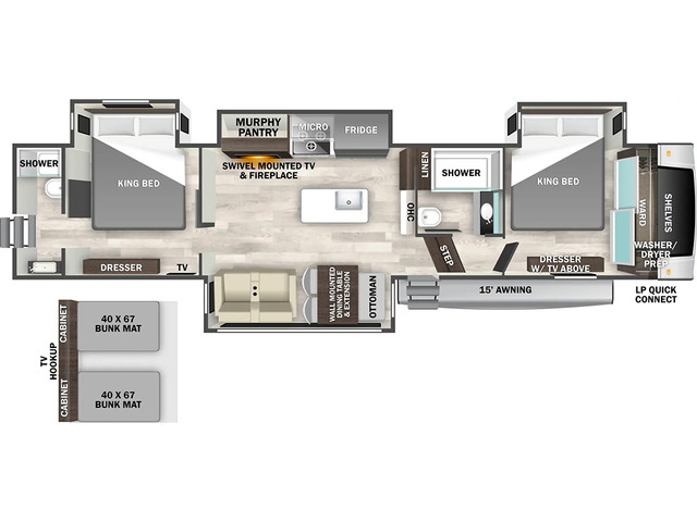 Cedar Creek Fifth Wheel Model 38DB by Forest River Floorplan