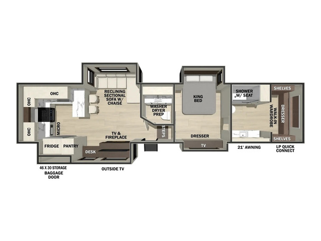 Cedar Creek Fifth Wheel Model 385RK by Forest River Floorplan
