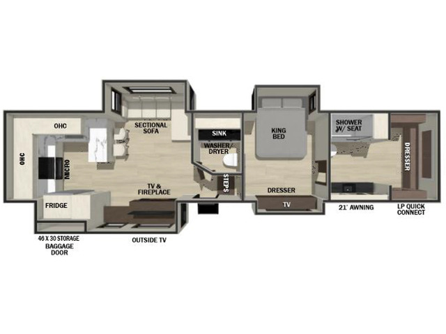 Cedar Creek Fifth Wheel Model 385RK by Forest River Floorplan