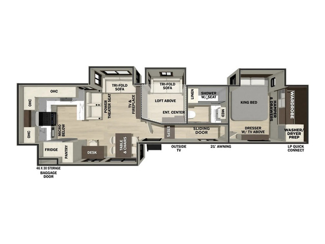 Cedar Creek Fifth Wheel Model 390RKB by Forest River Floorplan