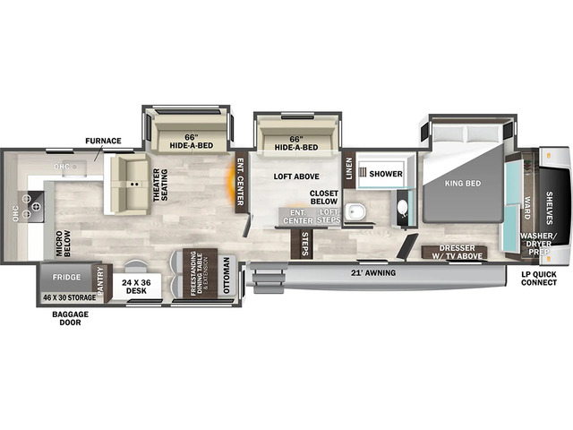 Cedar Creek Fifth Wheel Model 39RKB by Forest River Floorplan