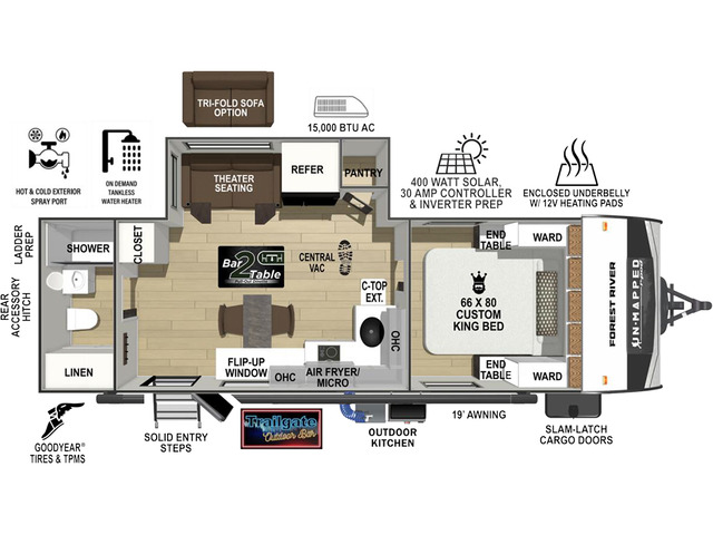 UnMapped Travel Trailer Model 22RB by Forest River Floorplan