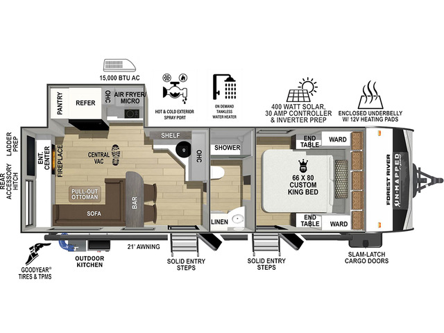 UnMapped Travel Trailer Model 25RL by Forest River Floorplan