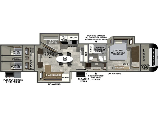 Impression Fifth Wheel Model 36BR3 by Forest River Floorplan