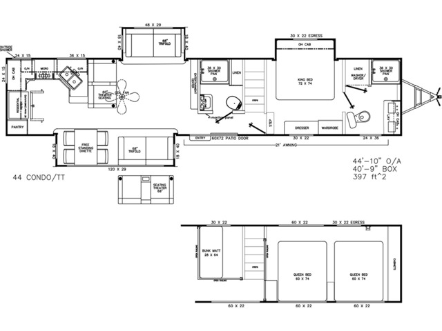 Catalina Destination Park Trailer Model 44CONDO by Coachmen Floorplan