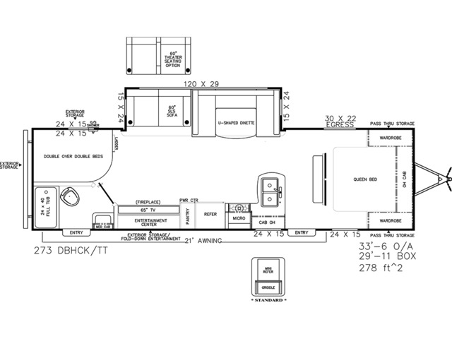 Catalina Legacy Travel Trailer Model 273DBHCK by Coachmen Floorplan