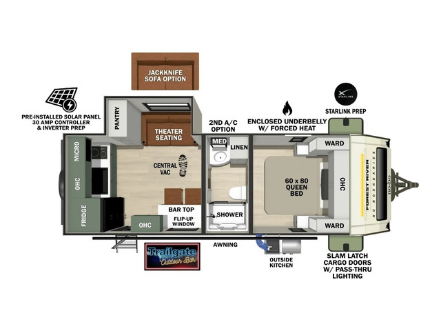 No Boundaries (NOBO) Travel Trailer Model NB19.0 by Forest River Floorplan