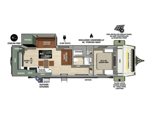 No Boundaries (NOBO) Travel Trailer Model NB20.8 by Forest River Floorplan