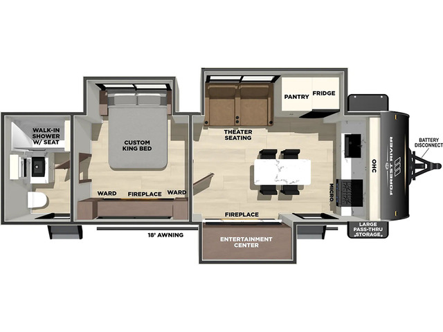 Vibe Extreme Lite Travel Trailer Model 2500FIK by Forest River Floorplan