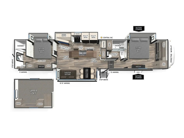 Arctic Wolf Fifth Wheel Model 38DST by Forest River Floorplan