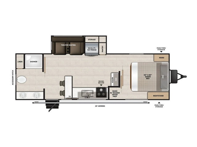 Hemisphere Hyper Lyte Travel Trailer Model 24RBHL by Forest River Floorplan