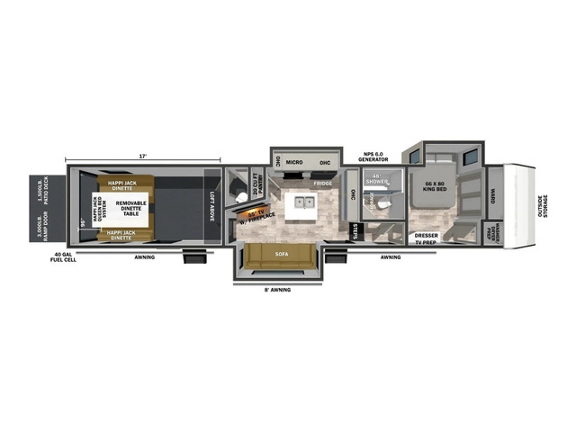 XLR Nitro Toy Hauler (Fifth Wheel) Model 40G17 by Forest River Floorplan