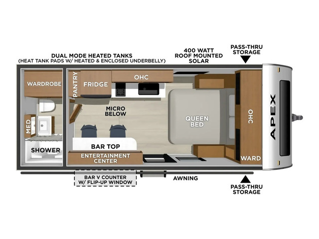 Apex Nano Travel Trailer Model 181RB by Coachmen Floorplan