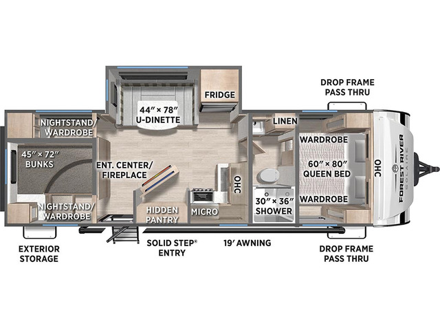 SolAire Travel Trailer Model 2750BHS by Palomino Floorplan