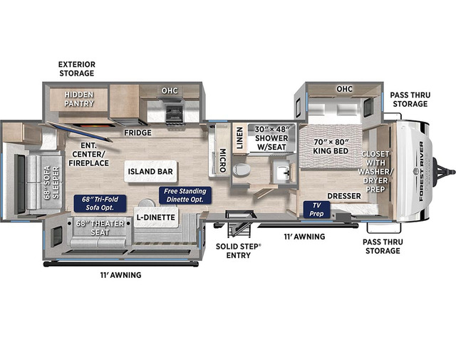 SolAire Travel Trailer Model 3380RLBT by Palomino Floorplan