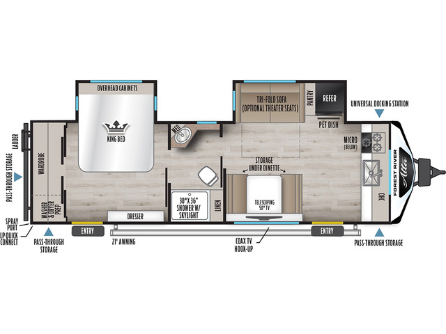 Alta Travel Trailer Model 2775KFK by East to West Floorplan