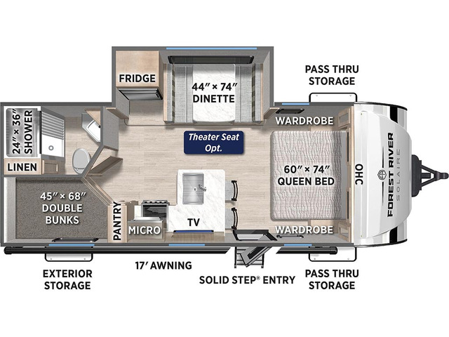 SolAire Lite Travel Trailer Model 235BH by Palomino Floorplan