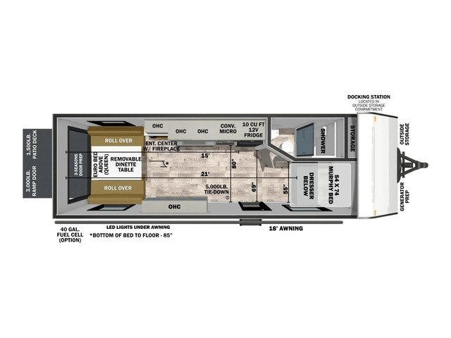 XLR Boost Toy Hauler (Travel Trailer) Model 2115B by Forest River Floorplan