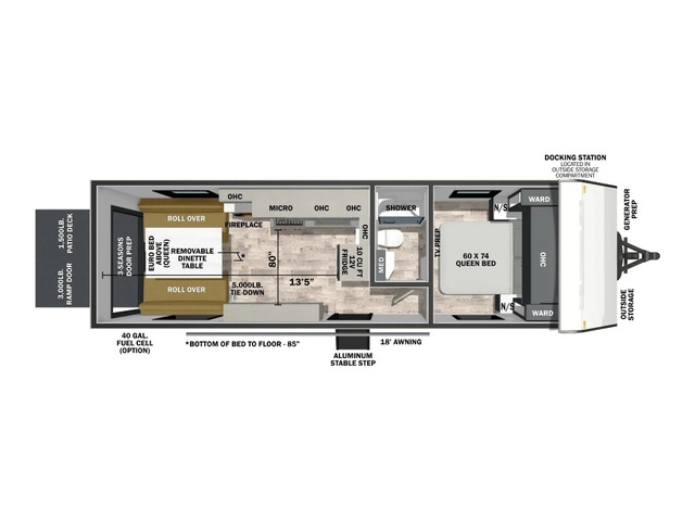XLR Boost Toy Hauler (Travel Trailer) Model 2413B by Forest River Floorplan