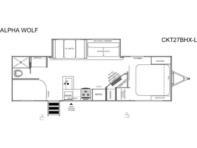 Alpha Wolf Travel Trailer Model 27BHX-L by Forest River Floorplan