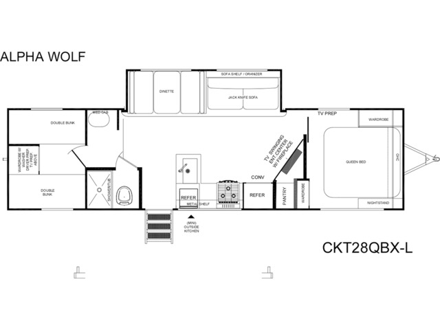 Alpha Wolf Travel Trailer Model 28QBX-L by Forest River Floorplan