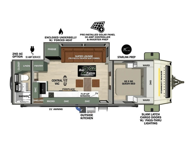 No Boundaries (NOBO) Travel Trailer Model NB21.0 by Forest River Floorplan