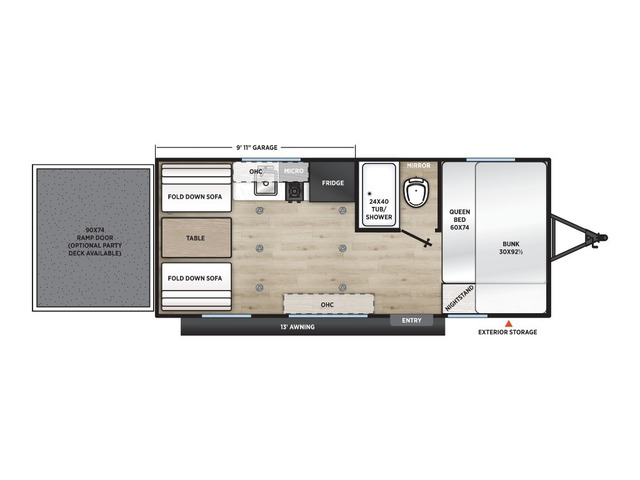 Catalina Trail Blazer Toy Hauler (Travel Trailer) Model 18SVTH by Coachmen Floorplan