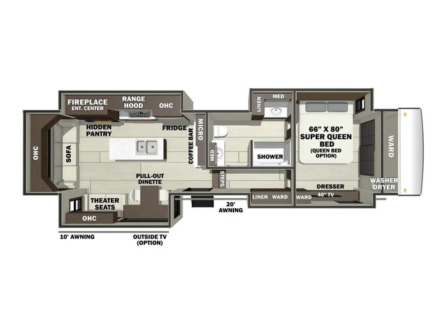 Riverstone Fifth Wheel Model 38BMB by Forest River Floorplan